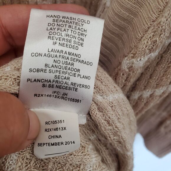 Rxb Striped Long Open Front Cardigan Long Sleeve Sweater Beige Boho Size M - Picture 5 of 14